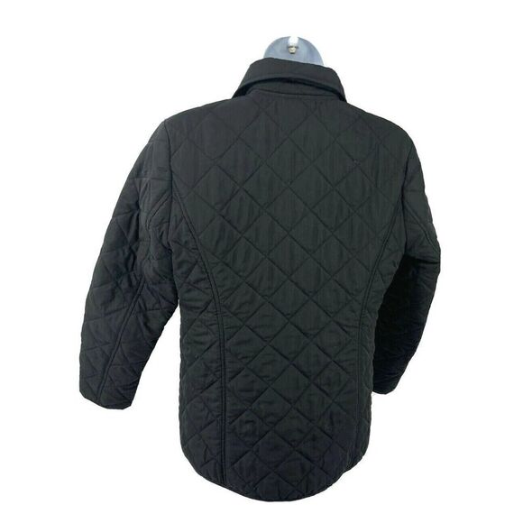 J. Jill Womens Black Quilted Jacket XS Snap Front Classy Equestrian Preppy - Picture 4 of 9